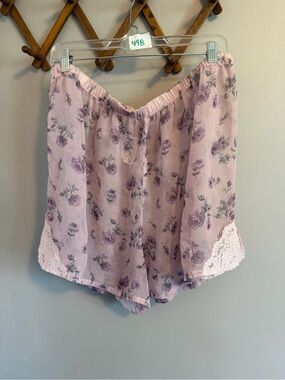 Michel Antoni Vintage Floral Lace Chiffon Tap Shorts Lingerie Pink 3X